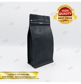 Túi đáy bằng pocket zipper đen mờ 500g (50 túi)